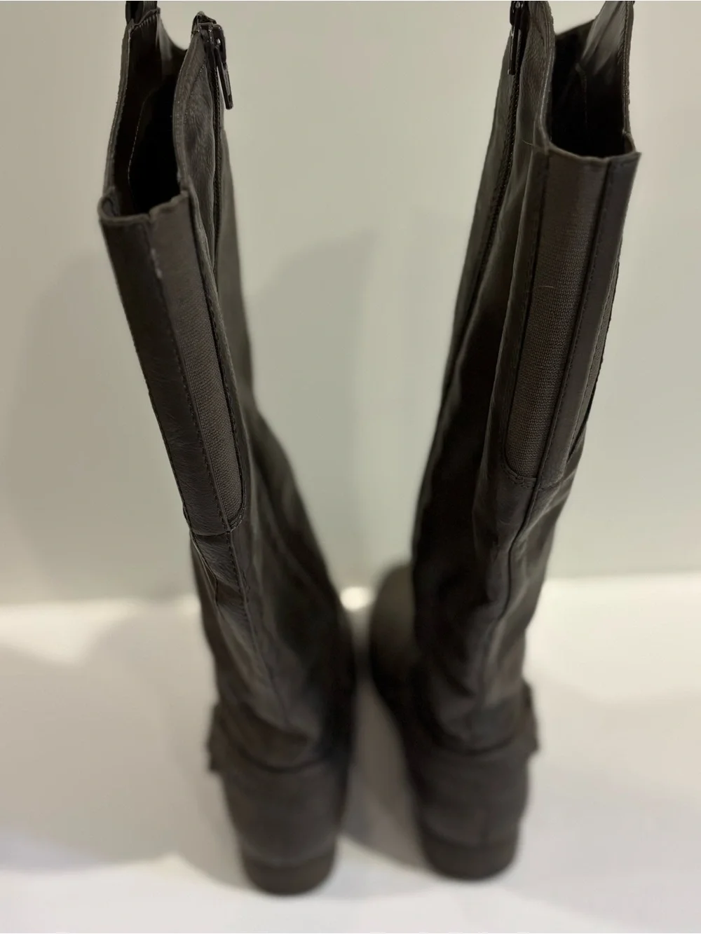 BASS‎ Adrina Gray Brown Tall Riding Boots Sz 7.5 Boho Equestrian Classic